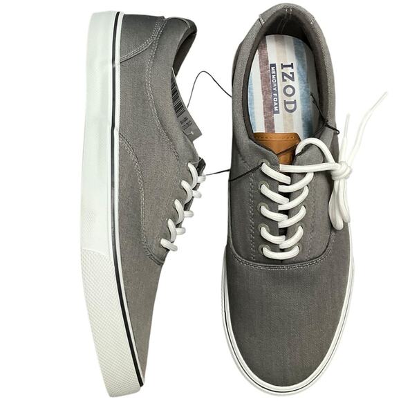 IZOD Men's Canvas Memory Foam Sneakers Grey Size 10.5 NIB - Picture 6 of 16